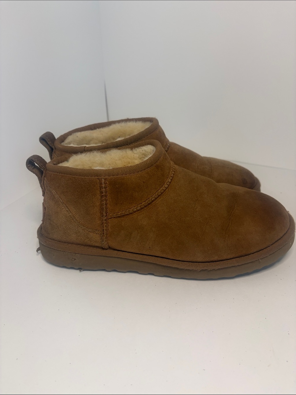 UGG Chestnut Suede Shearling Ankle Booties Women’s Size 8